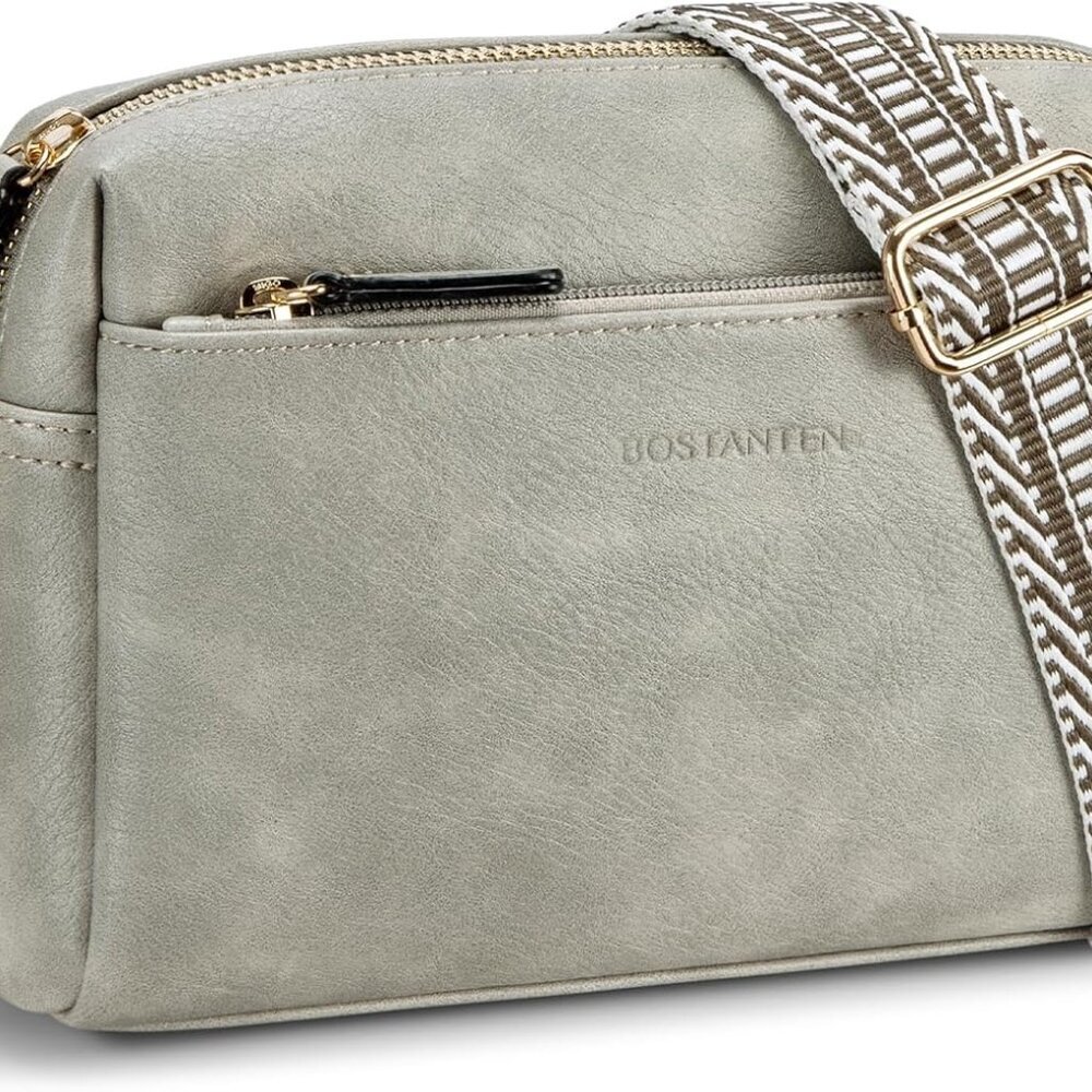 Small Crossbody Purse for Women Triple Zip Cell Phone Leather Handbag with Color